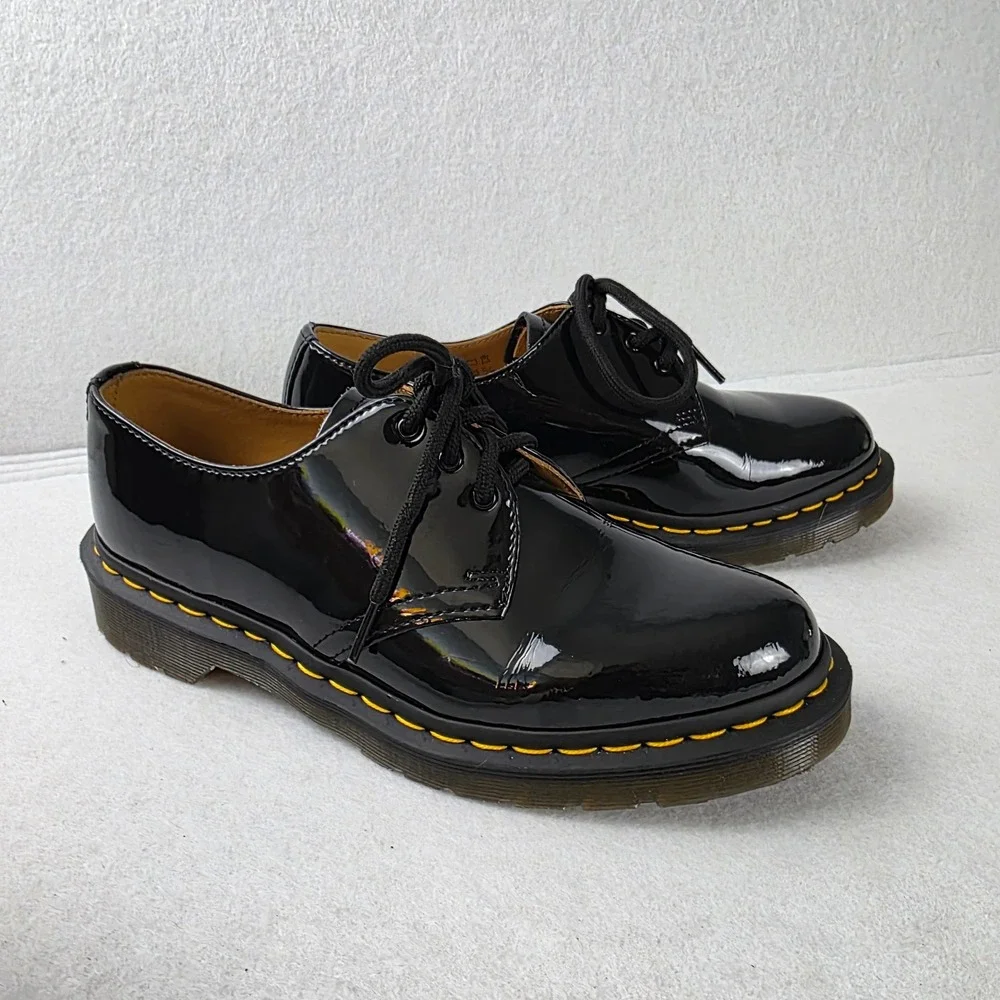 Dr. Martens 1461 Black Patent Lamper Leather 3-Eye Oxford Shoes Womens 8 10084